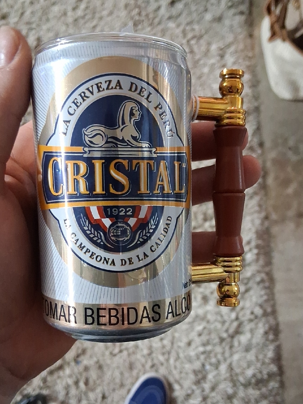 Branded Gold & Brown Beer Can Handle for Men Accessories